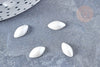Cabochon ovale verre irisé blanc 6x12mm, x10 (G8706)