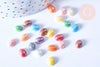 Cabochon ovale verre irisé multicolore 8x6mm, x10 (G8705)