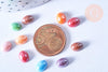 Cabochon ovale verre irisé multicolore 8x6mm, x10 (G8705)