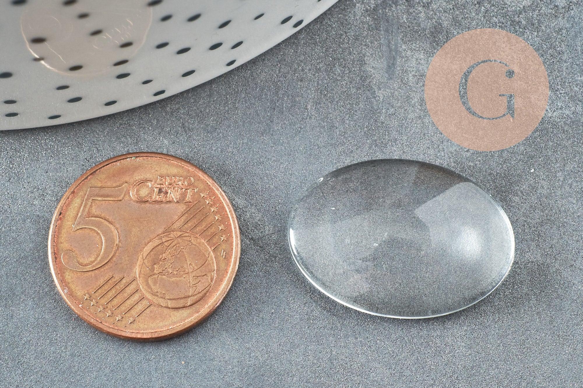 Cabochon ovale verre transparent 25mm, x10 (G0269)