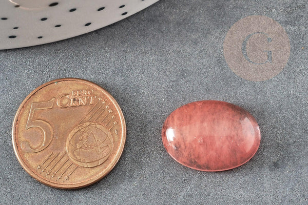 Cabochon ovale verre watermelon stone rose 13x18mm, x1 (G2396)
