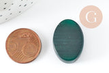 Cabochon ovale vert verre oeil de chat 28x18mm, x1 (G1026)