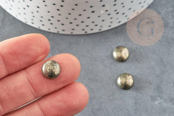 Cabochon pyrite grise naturelle 10mm, x1 (G0217)