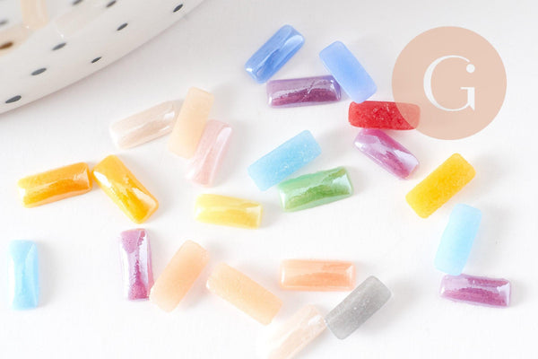 Cabochon rectangulaire verre irisé 3mmx7mm, x50 (2.3Gr) (G2292)