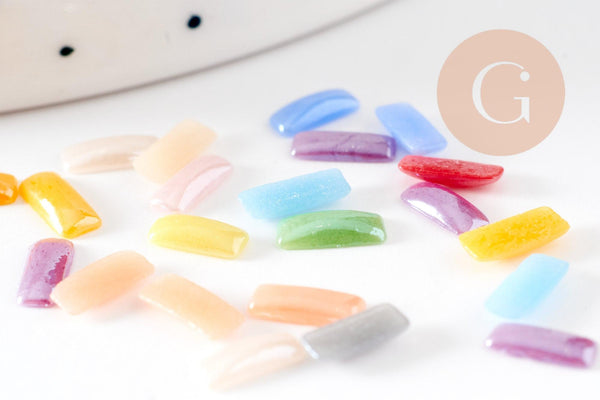 Cabochon rectangulaire verre irisé 3mmx7mm, x50 (2.3Gr) (G2292)