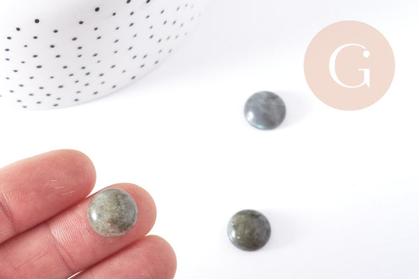 Cabochon rond Labradorite naturelle rond 14x8mm, x1 (G8942)