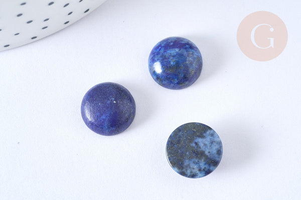 Cabochon rond Lapis Lazulis naturel 14mm, x1 (G7095)