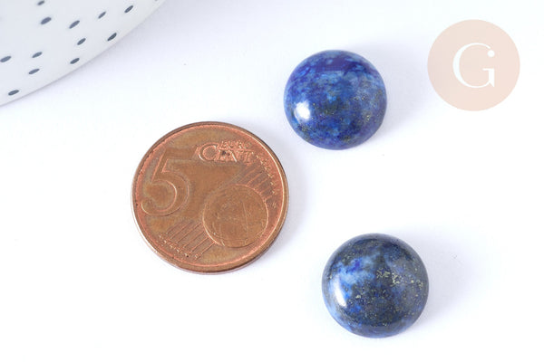 Cabochon rond Lapis Lazulis naturel 14mm, x1 (G7095)