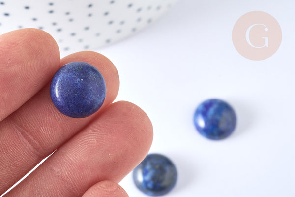 Cabochon rond Lapis Lazulis naturel 14mm, x1 (G7095)