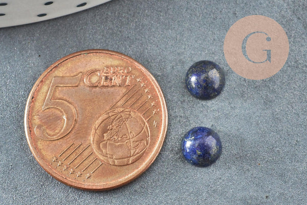 Cabochon rond Lapis Lazulis naturel 6mm, x1 (G0176)