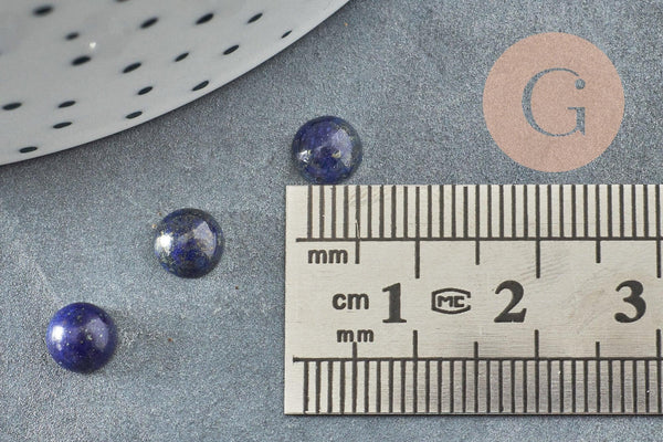 Cabochon rond Lapis Lazulis naturel 6mm, x1 (G0176)