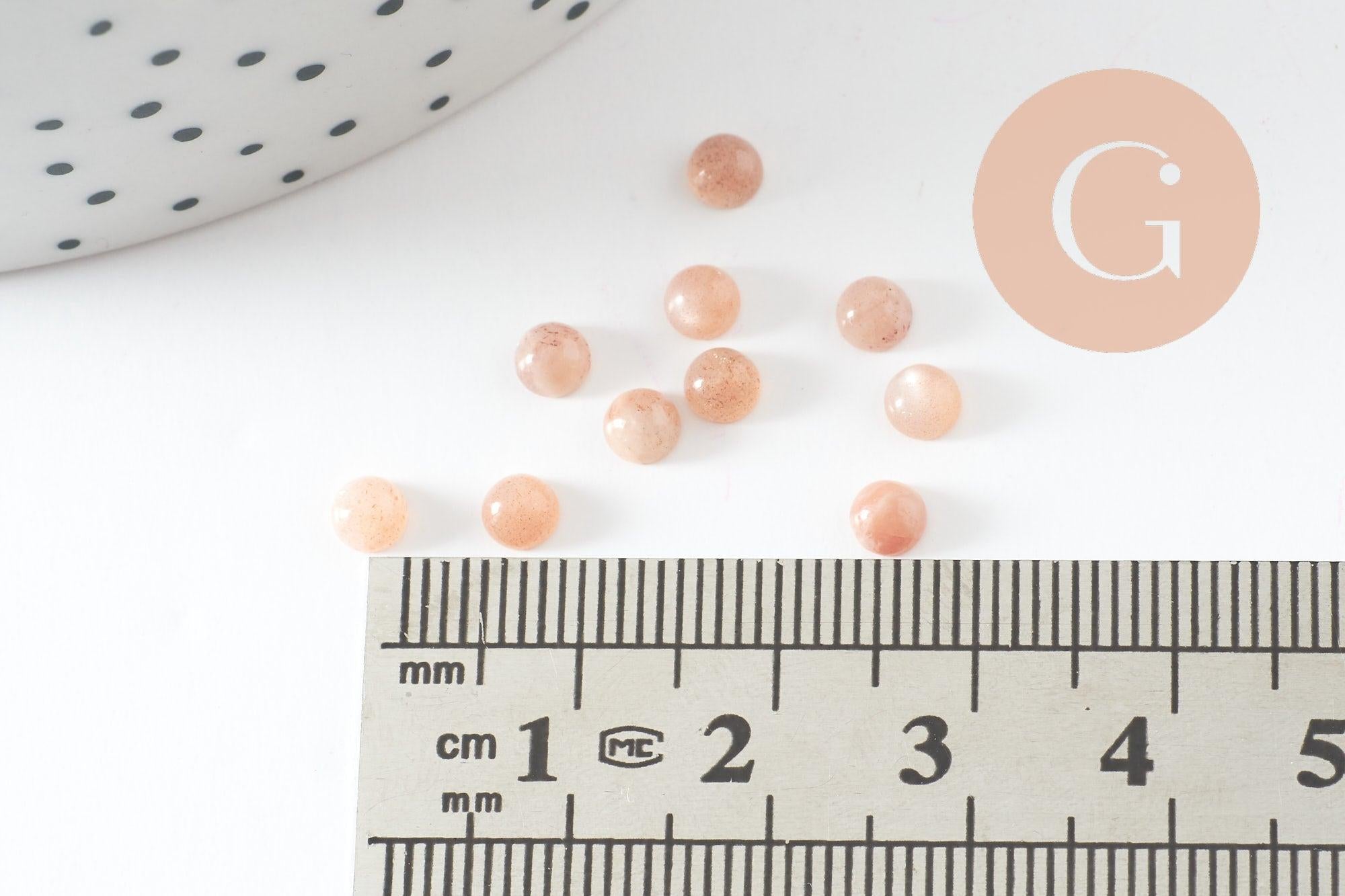 Cabochon rond Pierre du soleil naturelle 4mm, x1 (G10037)