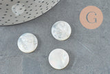 Cabochon rond Vierge Marie nacre blanche naturelle gravé 16mm, x1 (G9629)