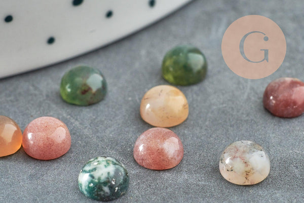 Cabochon rond agate indienne naturelle 6mm, x1 (G1979)