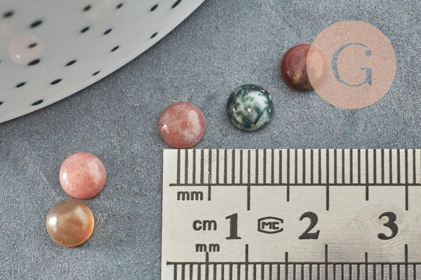 Cabochon rond agate indienne naturelle 6mm, x1 (G1979)