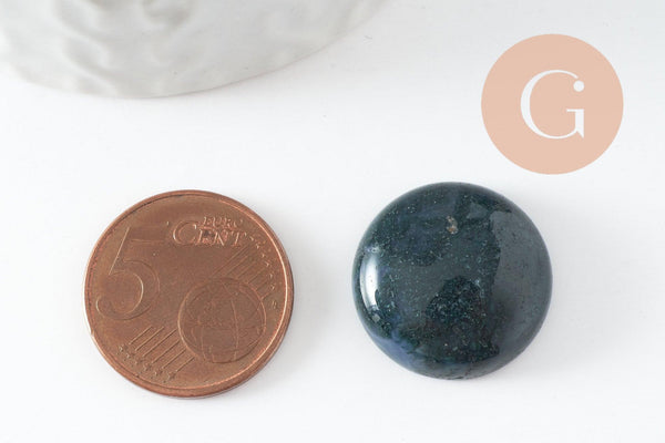 Cabochon rond agate mousse verte 20mm, x1 (G9622)
