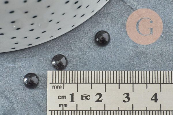 Cabochon rond agate natural noire 6mm, x1 (G1625)