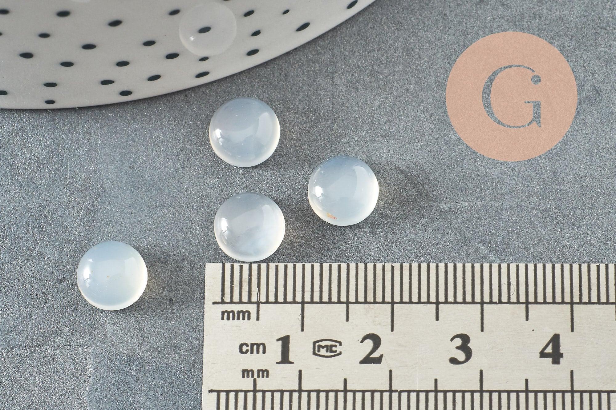 Cabochon rond agate naturelle blanche 8mm, x1 (G10031)