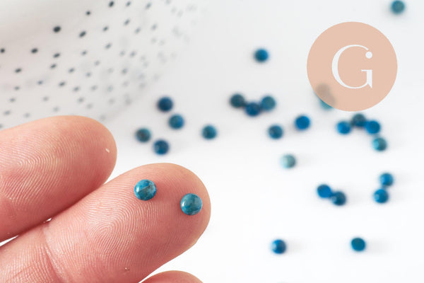 Cabochon rond agate naturelle bleu 4mm, x1 (G10032)