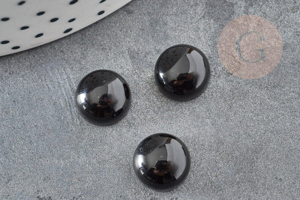 Cabochon rond agate naturelle noire 10mm, x1 (G2588)