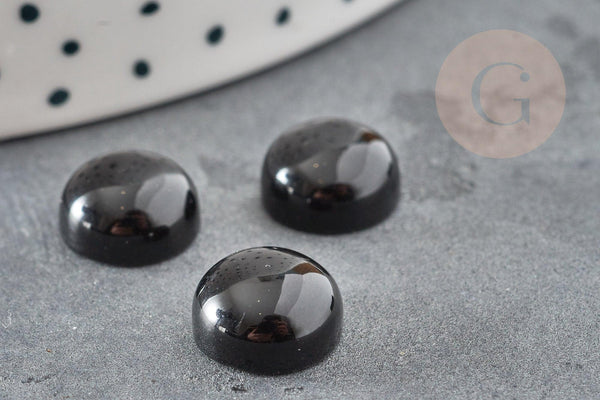 Cabochon rond agate naturelle noire 10mm, x1 (G2588)