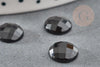 Cabochon rond agate naturelle noire facetté 10mm, x1 (G6692)