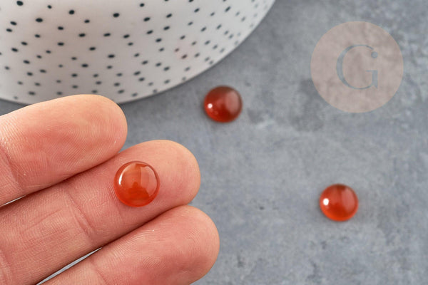 Cabochon rond agate naturelle orange 10mm, x1 (G0606)