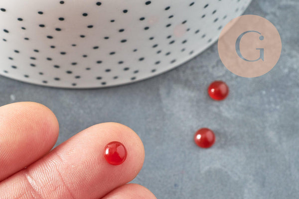 Cabochon rond agate naturelle orange 6mm, x1 (G0409)