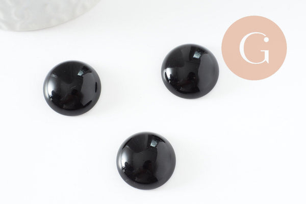 Cabochon rond agate naturelle teintée noir 20mm, x1 (G9621)