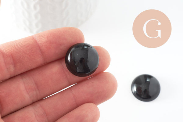 Cabochon rond agate naturelle teintée noir 20mm, x1 (G9621)