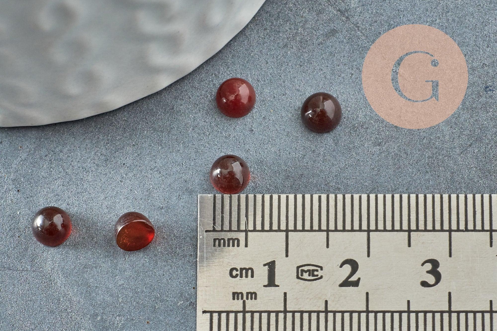 Cabochon rond agate naturelle teintée orange foncé 5mm, x1 (G9965)