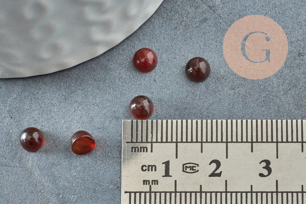 Cabochon rond agate naturelle teintée orange foncé 5mm, x1 (G9965)