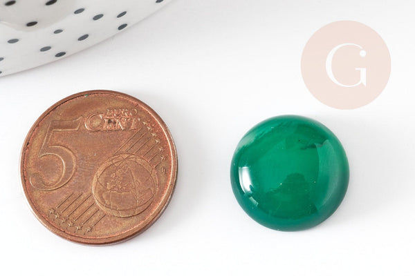 Cabochon rond agate naturelle verte 16mm, x1 (G1861)
