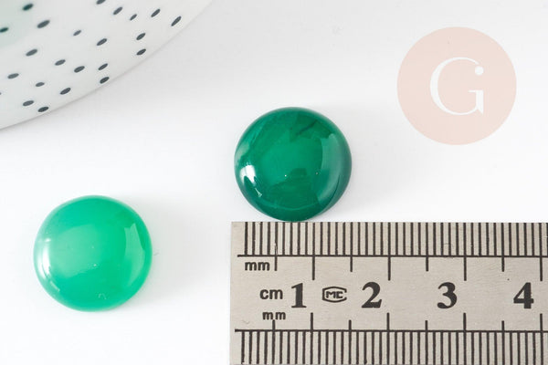Cabochon rond agate naturelle verte 16mm, x1 (G1861)