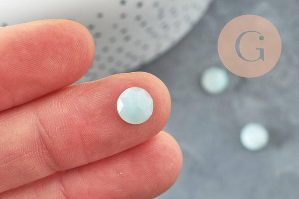 Cabochon rond amazonite bleue naturelle à facettes 8mm, x1 (G5638)