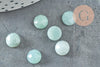 Cabochon rond amazonite de fleurs naturelle à facettes 8mm, x1 (G8686)