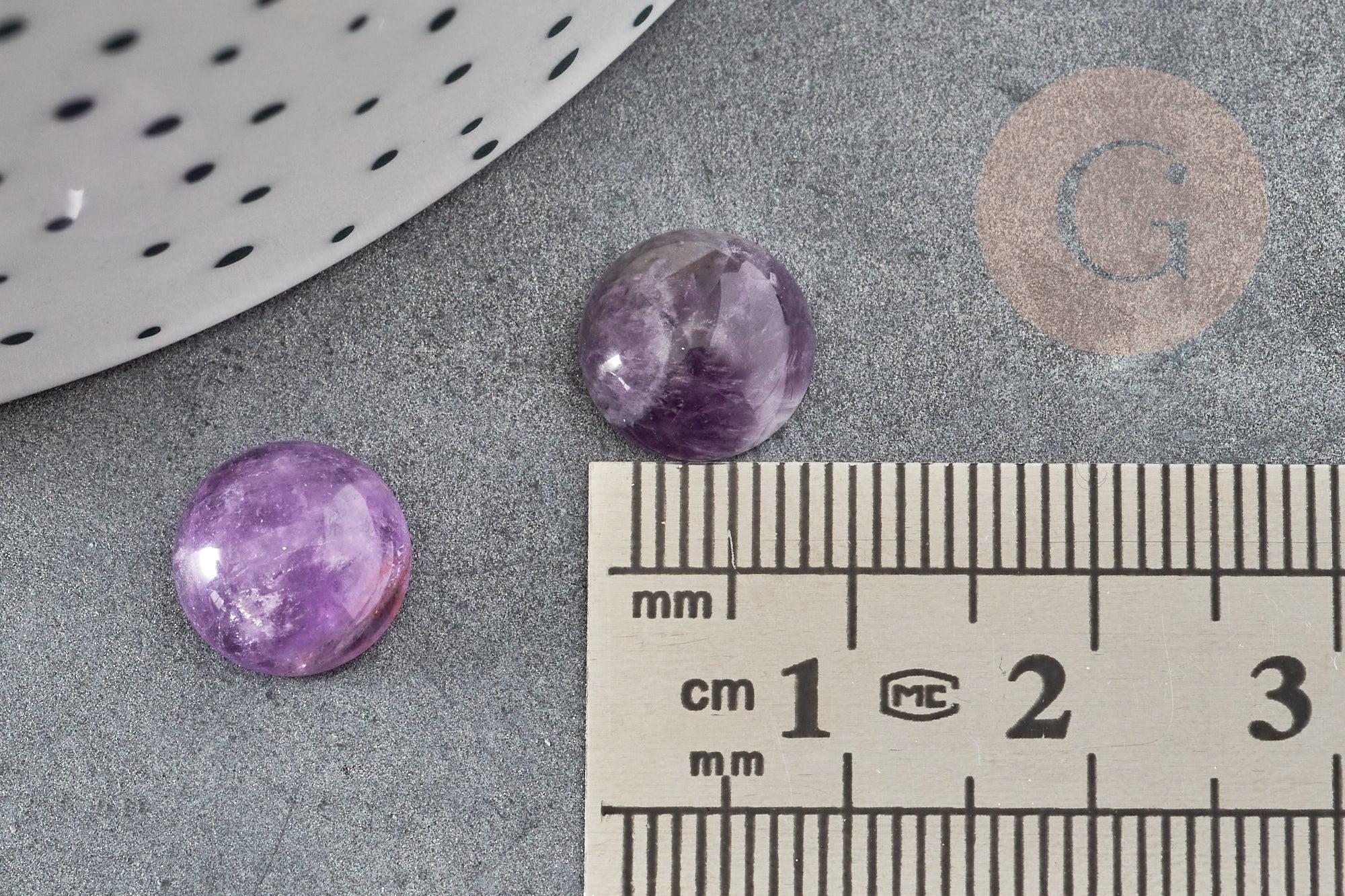 Cabochon rond améthyste naturelle 10mm, x1 (G0318)