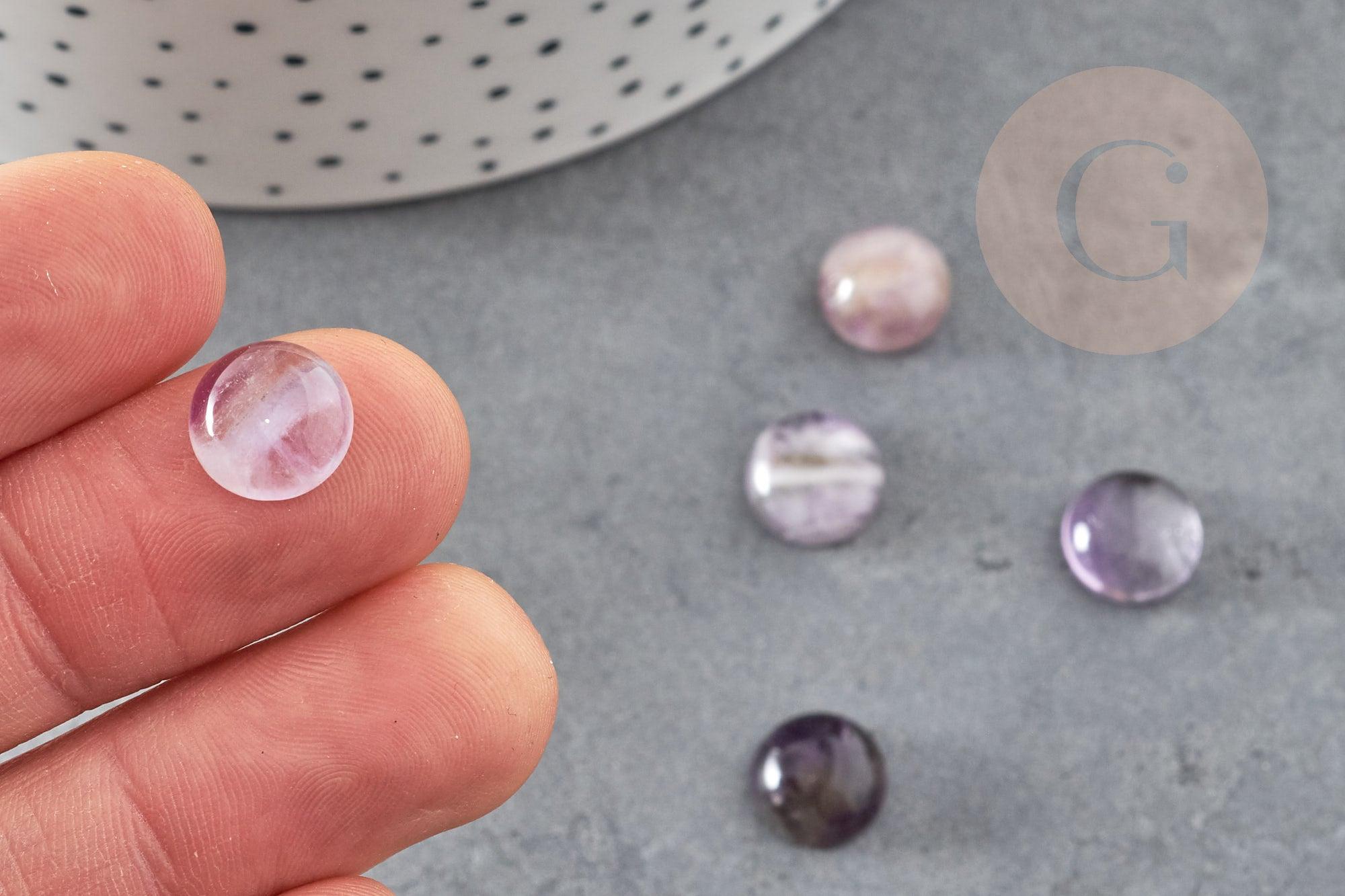 Cabochon rond améthyste naturelle 10mm, x1 (G2685)