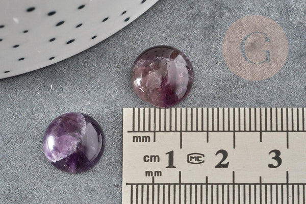 Cabochon rond amethyste naturelle 12mm, x1 (G1778)