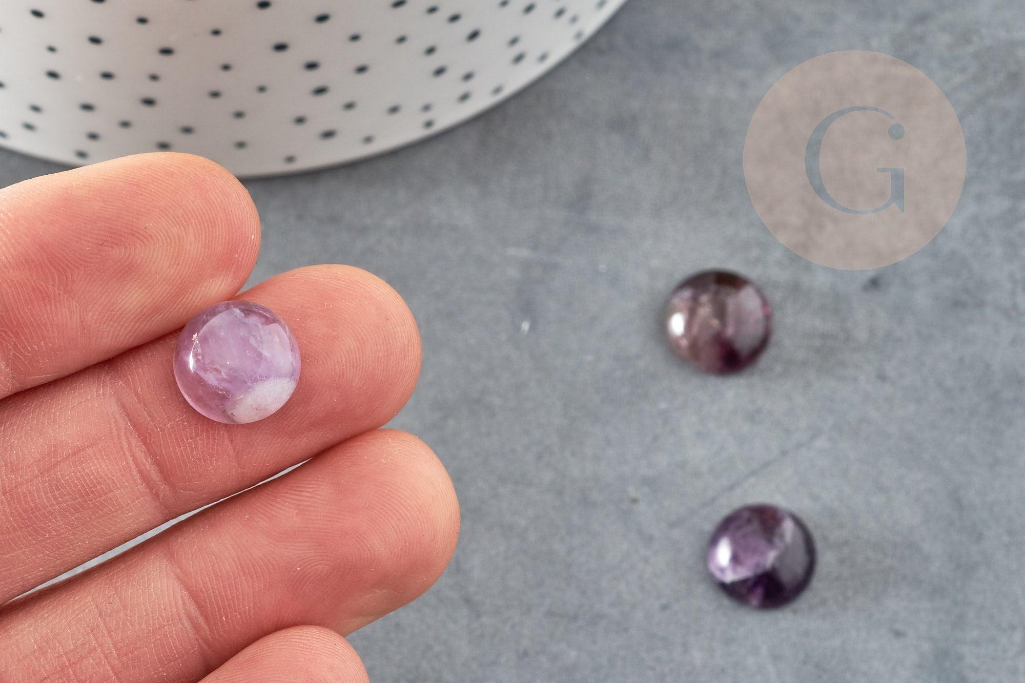 Cabochon rond amethyste naturelle 12mm, x1 (G1778)