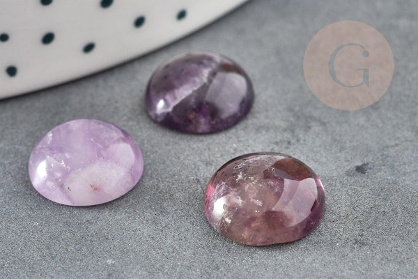 Cabochon rond amethyste naturelle 12mm, x1 (G1778)