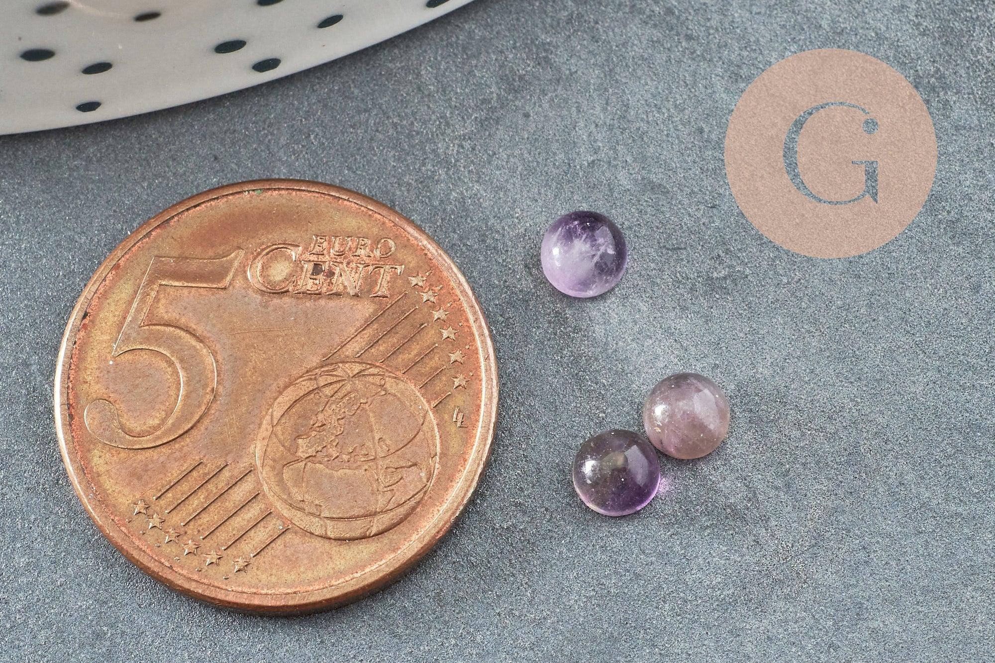 Cabochon rond améthyste naturelle 4mm, x1 (G2820)