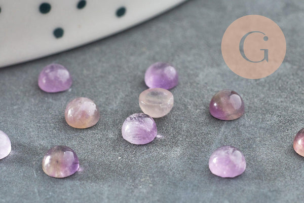 Cabochon rond améthyste naturelle 4mm, x1 (G2820)