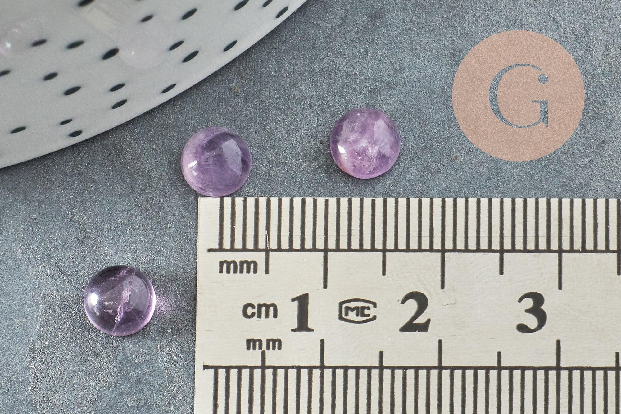 Cabochon rond améthyste naturelle 6mm, x1 (G8656)