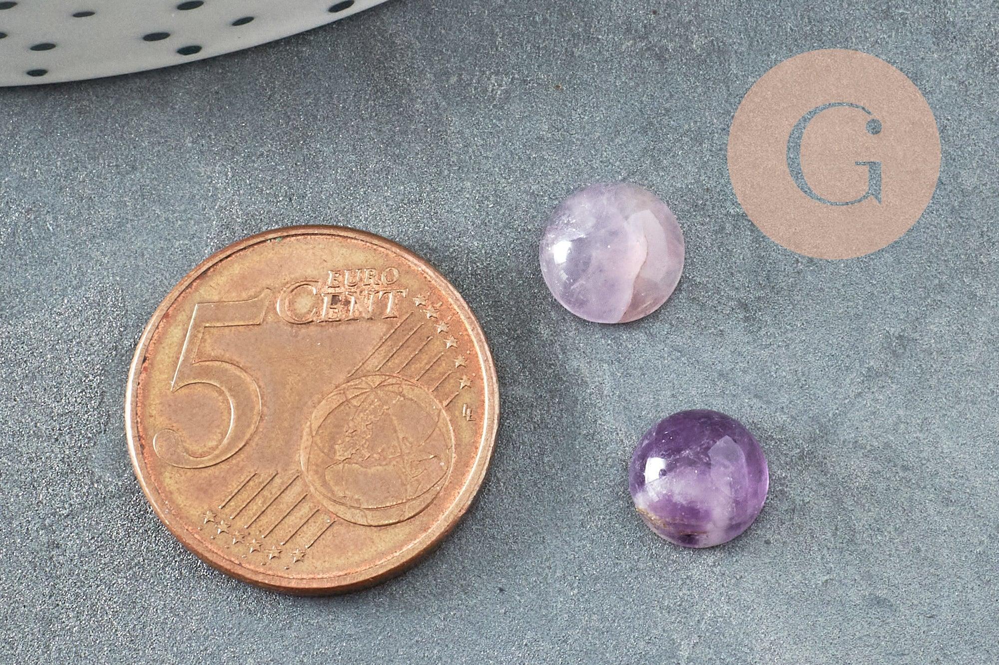 Cabochon rond amethyste naturelle 8mm, x1 (G8784)