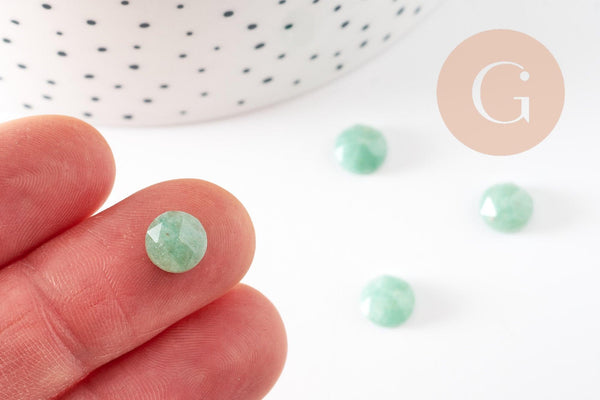 Cabochon rond aventurine naturelle facetté 7.5mm, x1 (G9374)