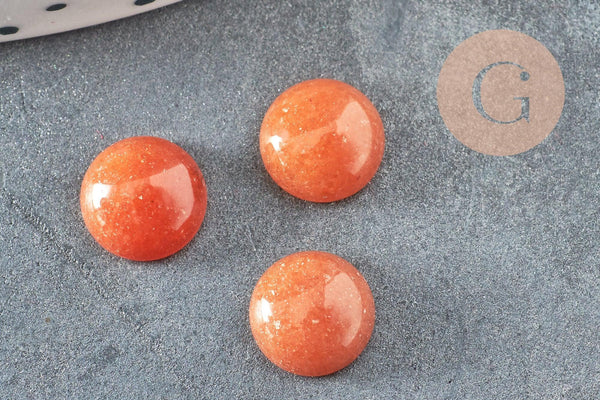 Cabochon rond aventurine rouge naturelle 8mm, x1 (G2230)