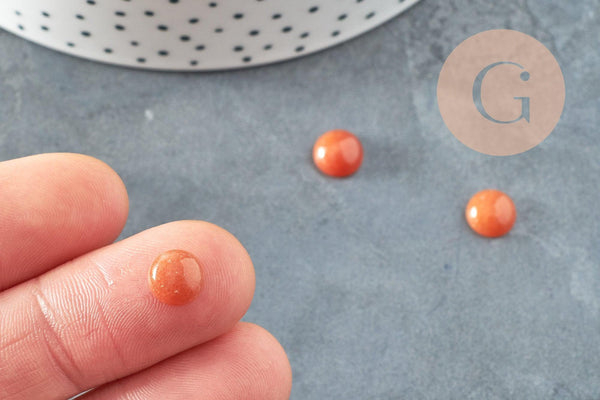 Cabochon rond aventurine rouge naturelle 8mm, x1 (G2230)