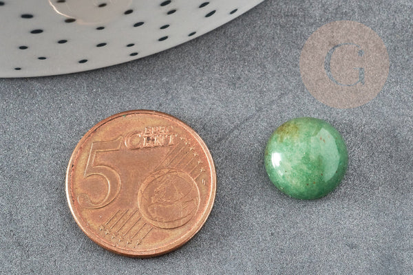 Cabochon rond aventurine verte naturelle 12mm, x1 (G1927)