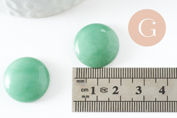Cabochon rond aventurine verte naturelle 20mm, x1 (G9618)